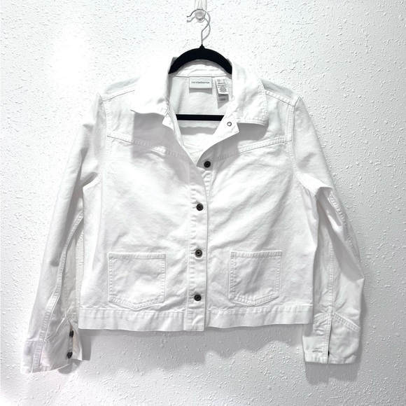 Liz Claiborne Bright White Denim Jacket Large - Picture 1 of 6